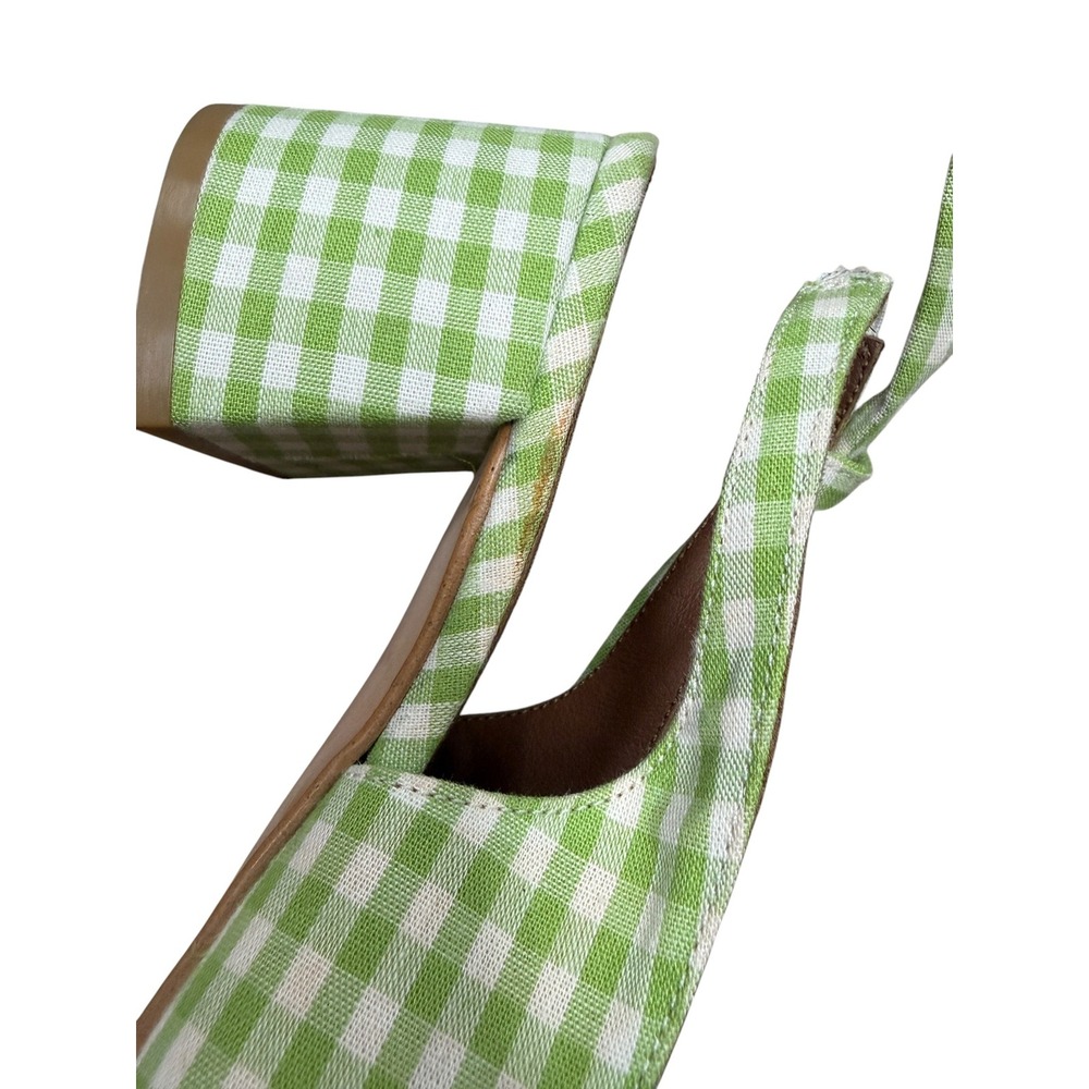 Pinterest x Alohas Green Gingham Block Heel Slingback Pumps Spain Size 37 - Picture 6 of 8